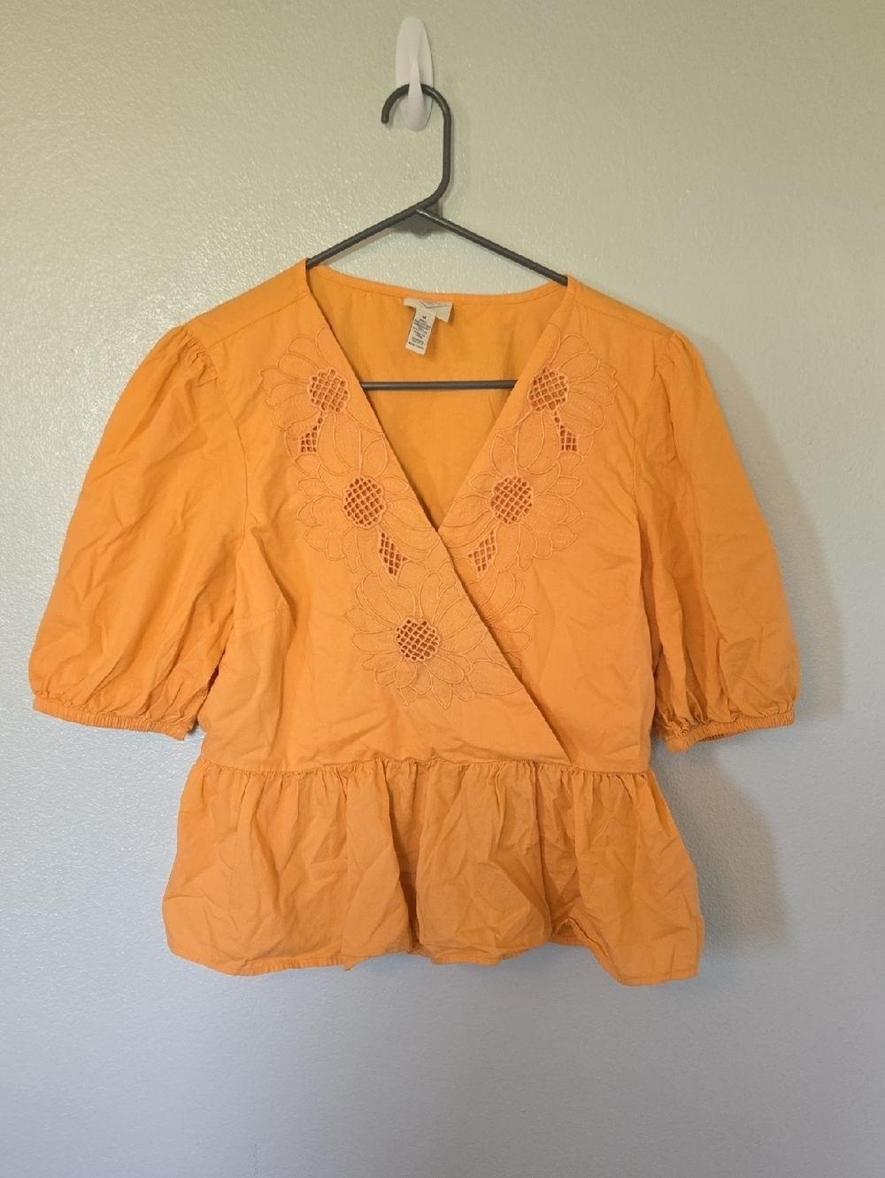 St. John's Bay | Orange Eyelet Cross Front Top Size Medium